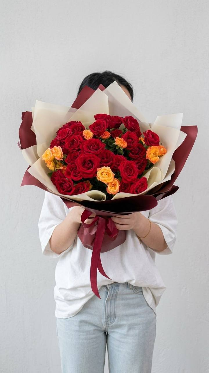 Моно-букет из кустовых роз